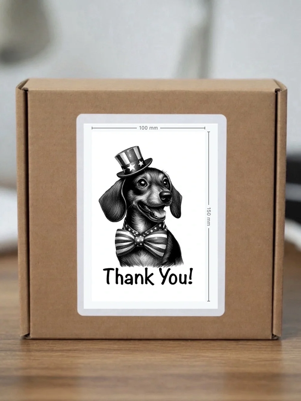 Patriotic Dachshund Thank You Stickers 4”x6”-100ct.